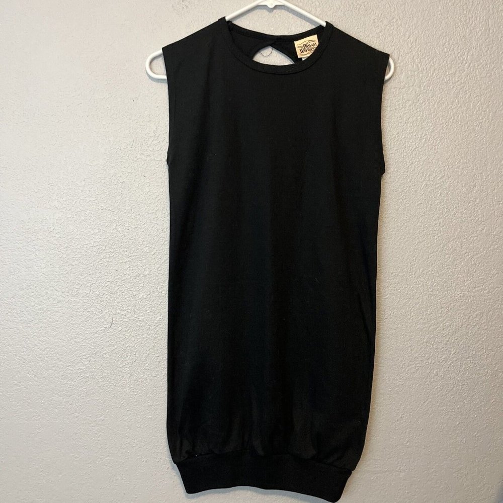 Vintage Dream Weaver Cotton Blend Black Keyhole Back Tunic Top/Dress Size Small